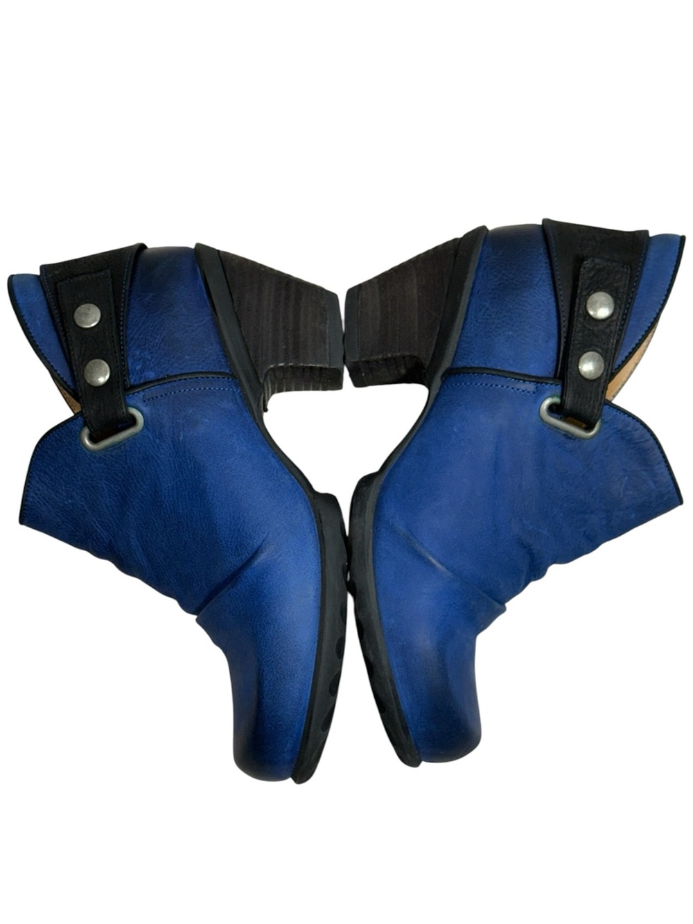 John Fluevog Hopeful Holly Blue Leather Ankle Bootie Boot Size 10 RARE - Picture 4 of 9